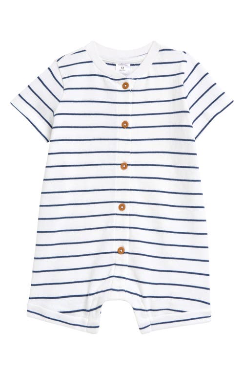 NORDSTROM NORDSTROM STRIPE BUTTON-UP COTTON FRENCH TERRY ROMPER
