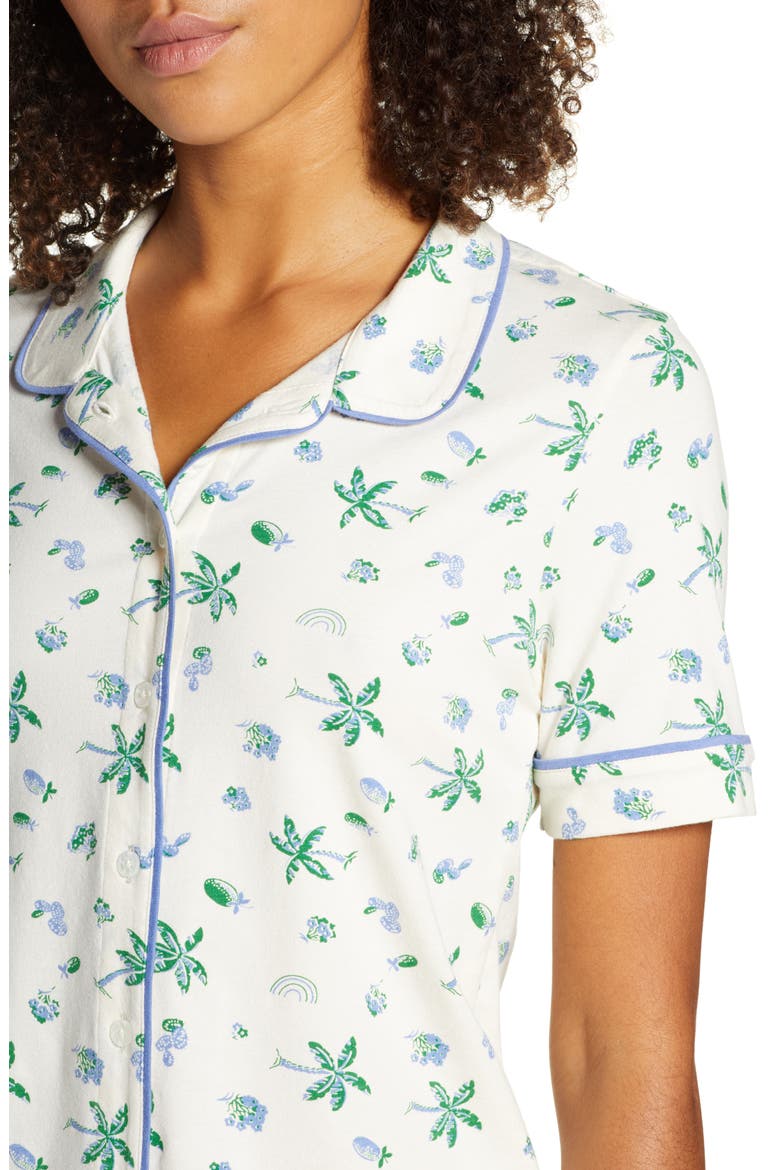 Palm Print Knit Bedtime Short Pajamas, Alternate, color, CLOUD LINING