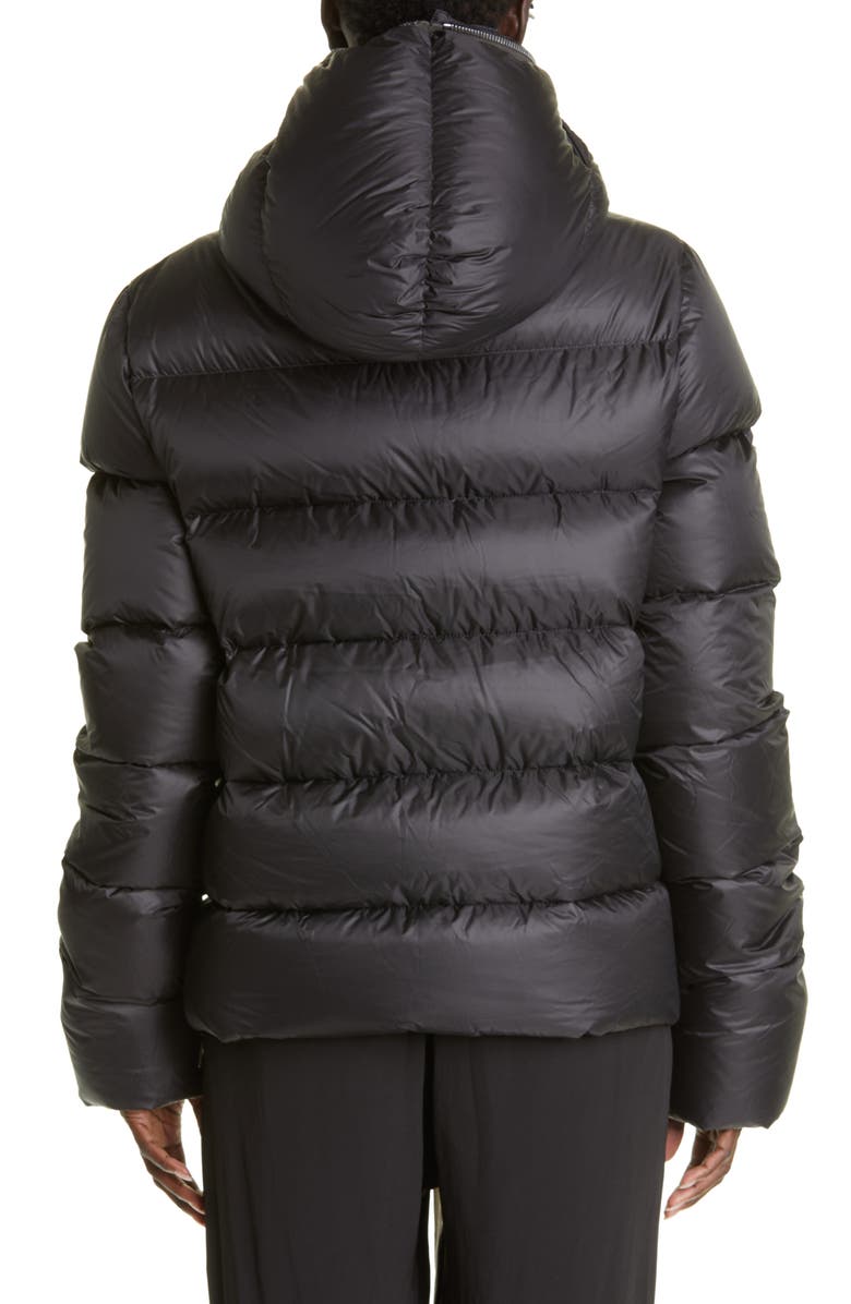 Rick Owens Zip Neck Hooded Down Coat, Alternate, color, 