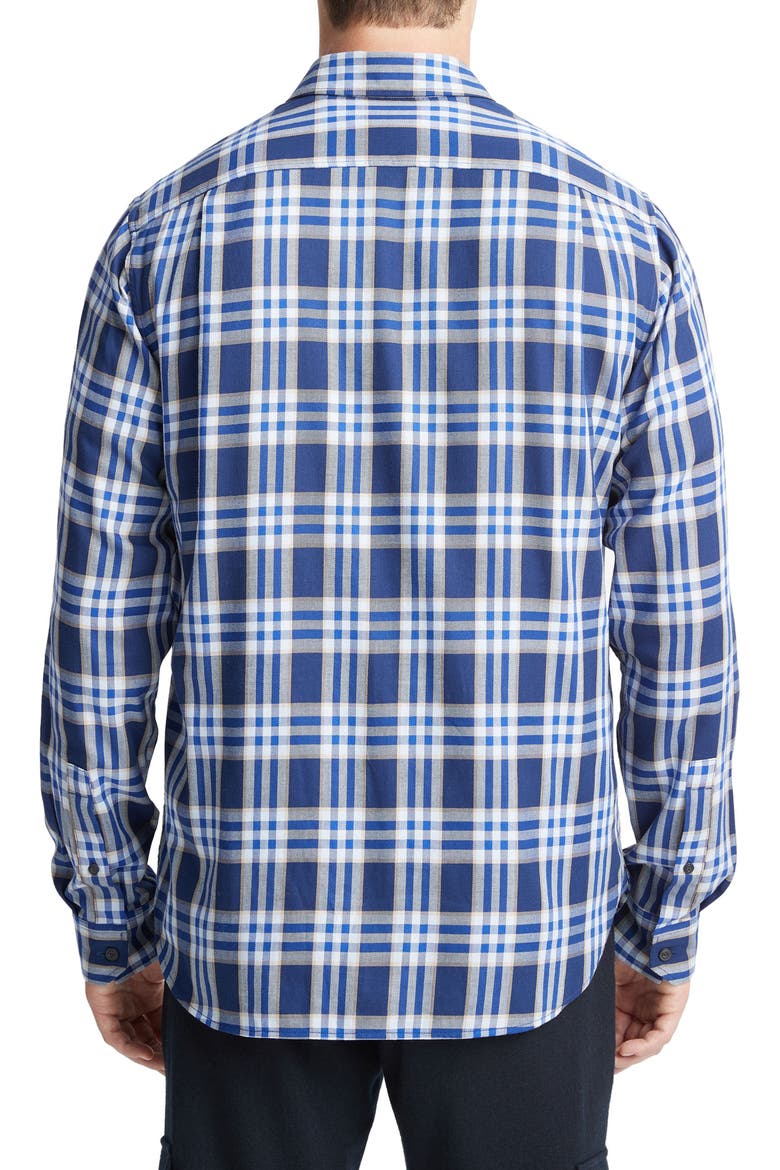 Venice Plaid Button-Up Shirt, Alternate, color, COBALT/SAND TRAIL