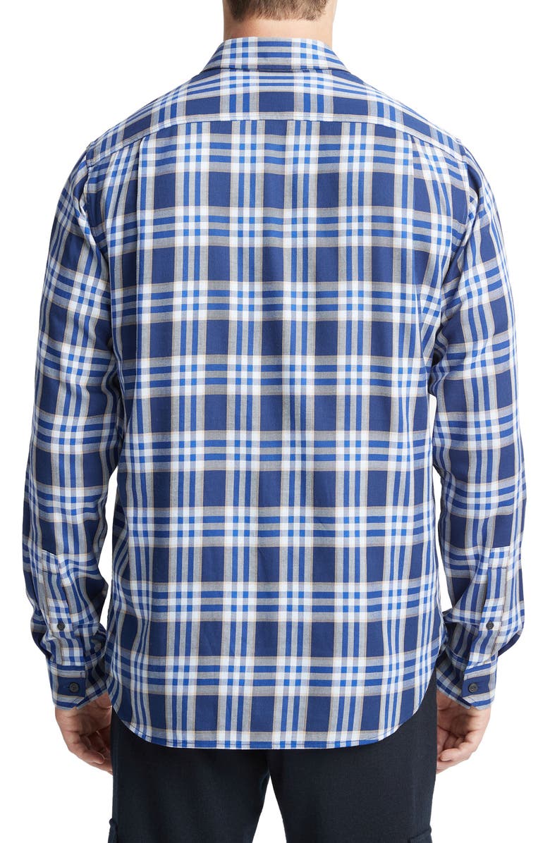 Vince Venice Plaid Button-Up Shirt, Alternate, color, Cobalt/Sand Trail