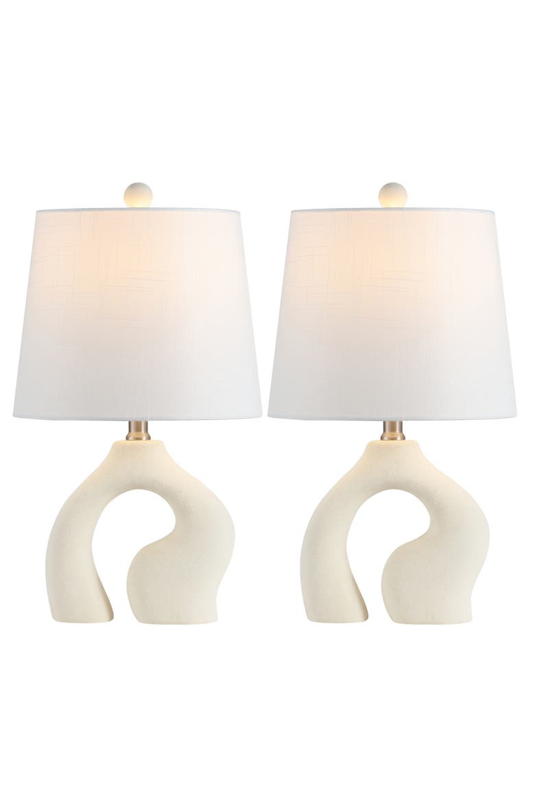 Tula 19" Scandinavian Minimalist Ceramic Arch LED Table Lamp, Alternate, color, Cream
