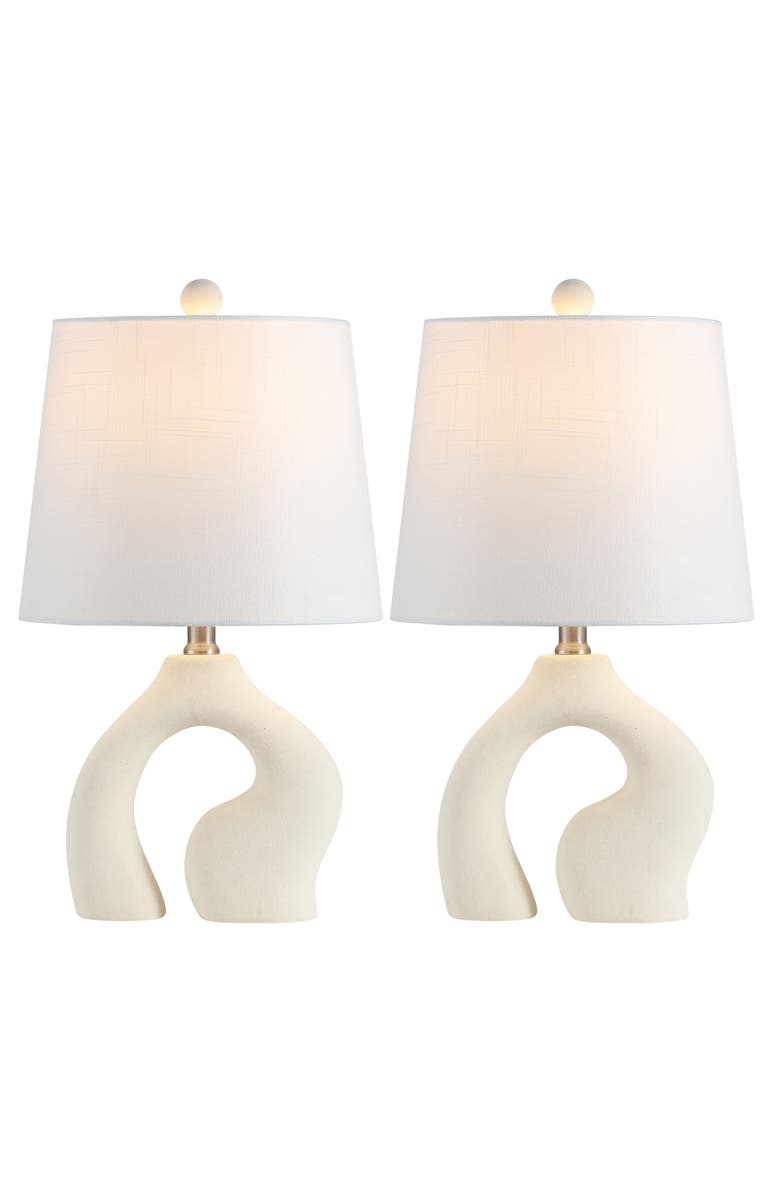 JONATHAN Y Tula 19" Scandinavian Minimalist Ceramic Arch LED Table Lamp, Alternate, color, Cream