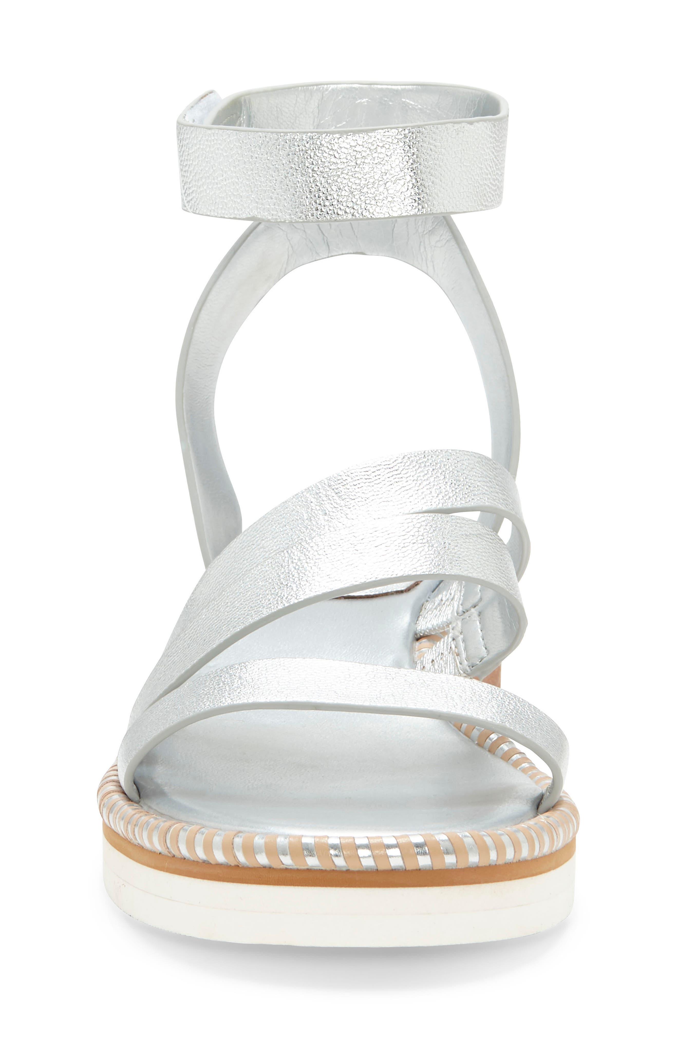 Margreta Ankle Strap Sandal, Alternate, color, SILVER LEATHER