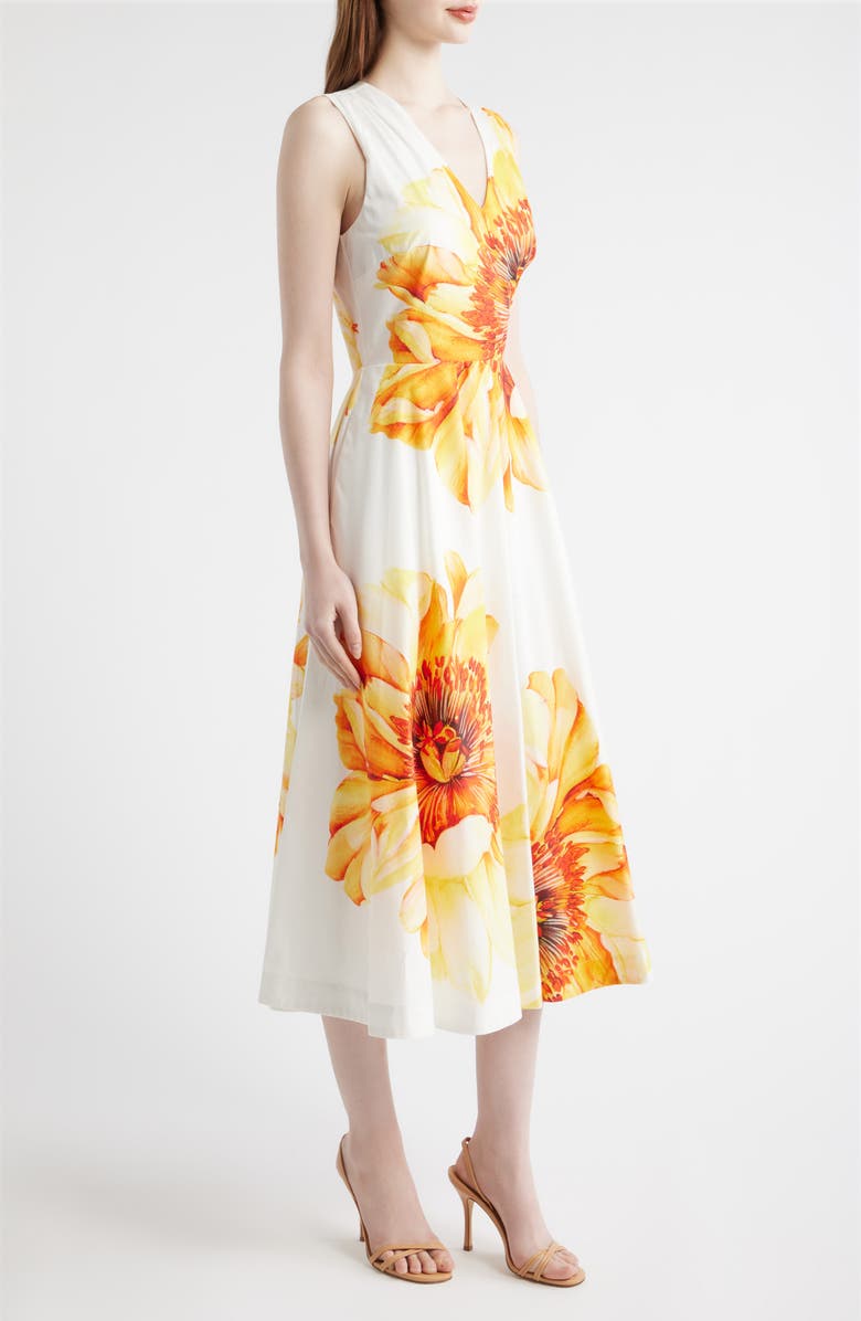 Elie Tahari The Ines Spring Meadow Floral Midi Dress, Alternate, color, Spring Meadow