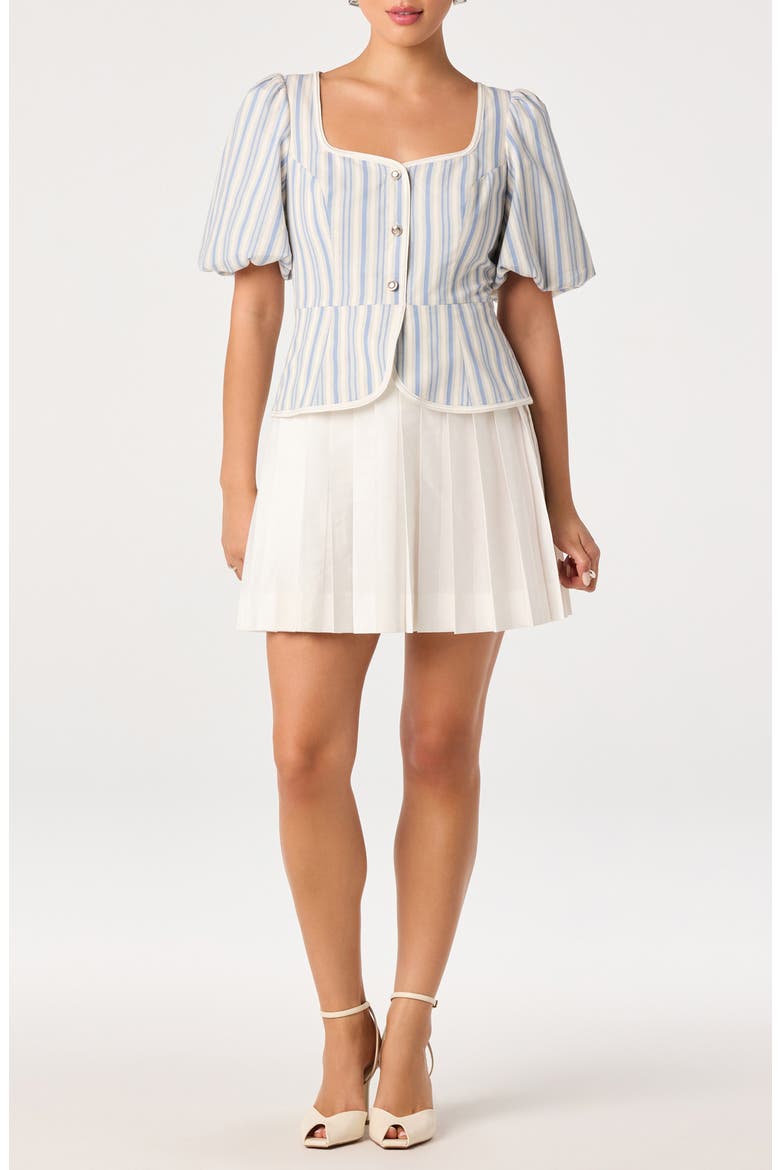 Brigitta Mixed Media Dress, Main, color, WHITE BLUE STRIPE