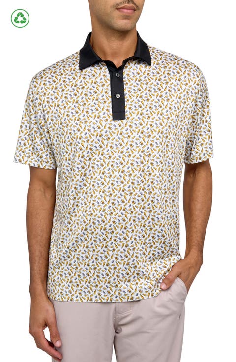 Regular Fit Micro Beers Print Recycled Performance Golf Polo