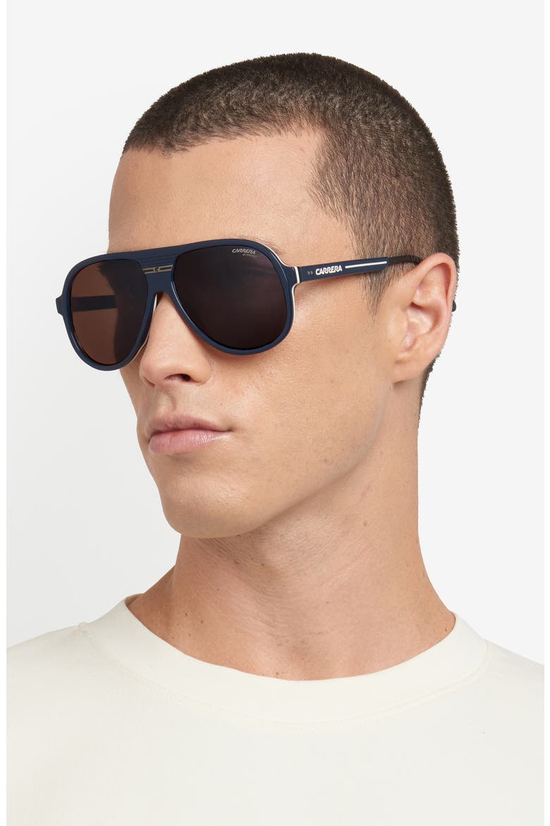 Sport 59mm Pilot Sunglasses, Alternate, color, BLUE/ SILVER SP