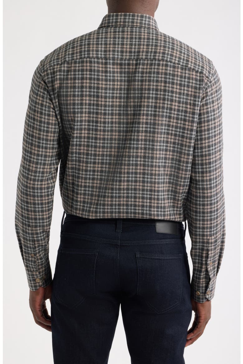 Neal Heathered Check Flannel Button-Down Shirt, Alternate, color, CHARCOAL / TAN SPLIT PLAID