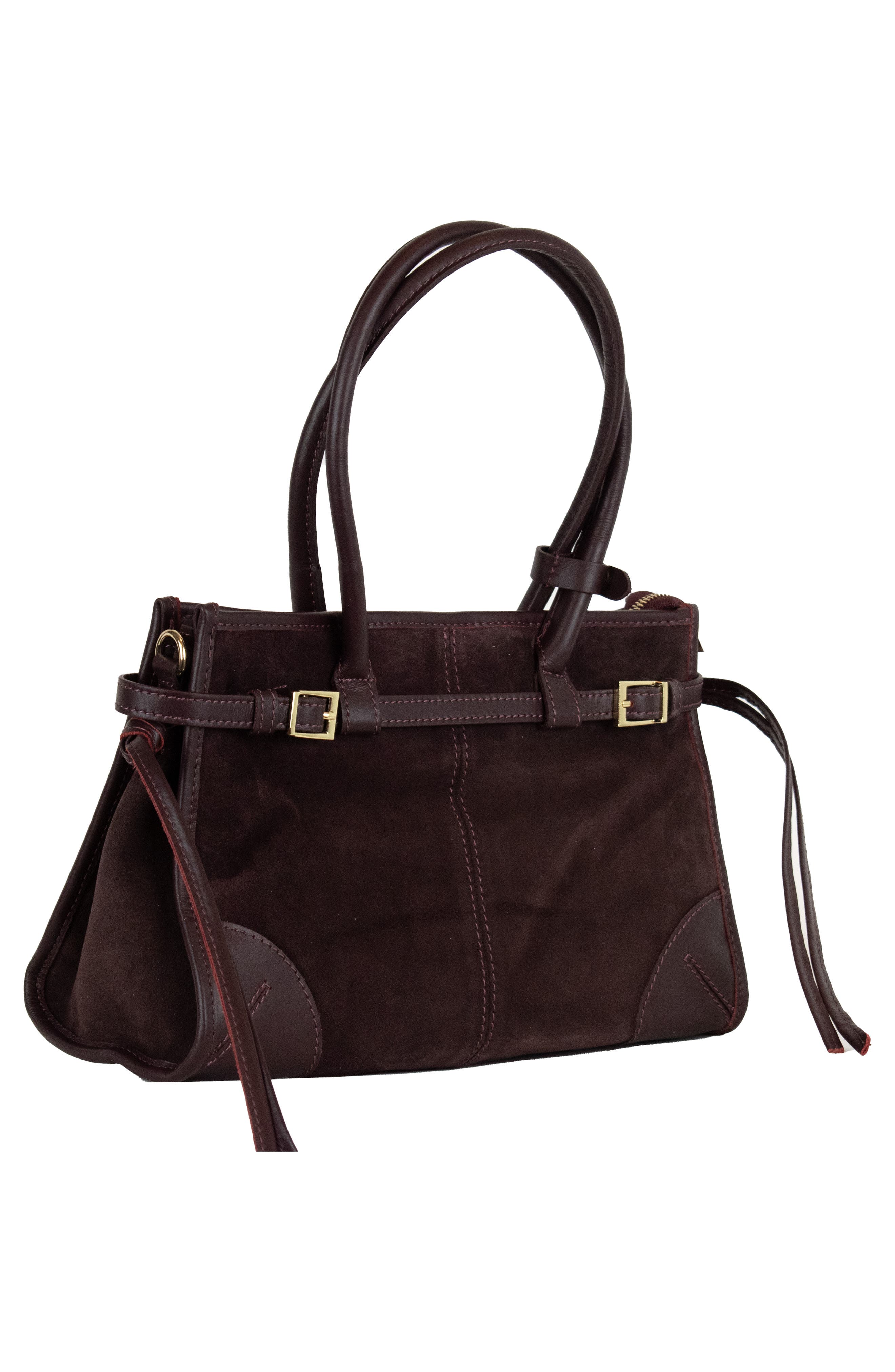 Persaman New York Leather & Suede Tote Bag, Alternate, color, Dark Red