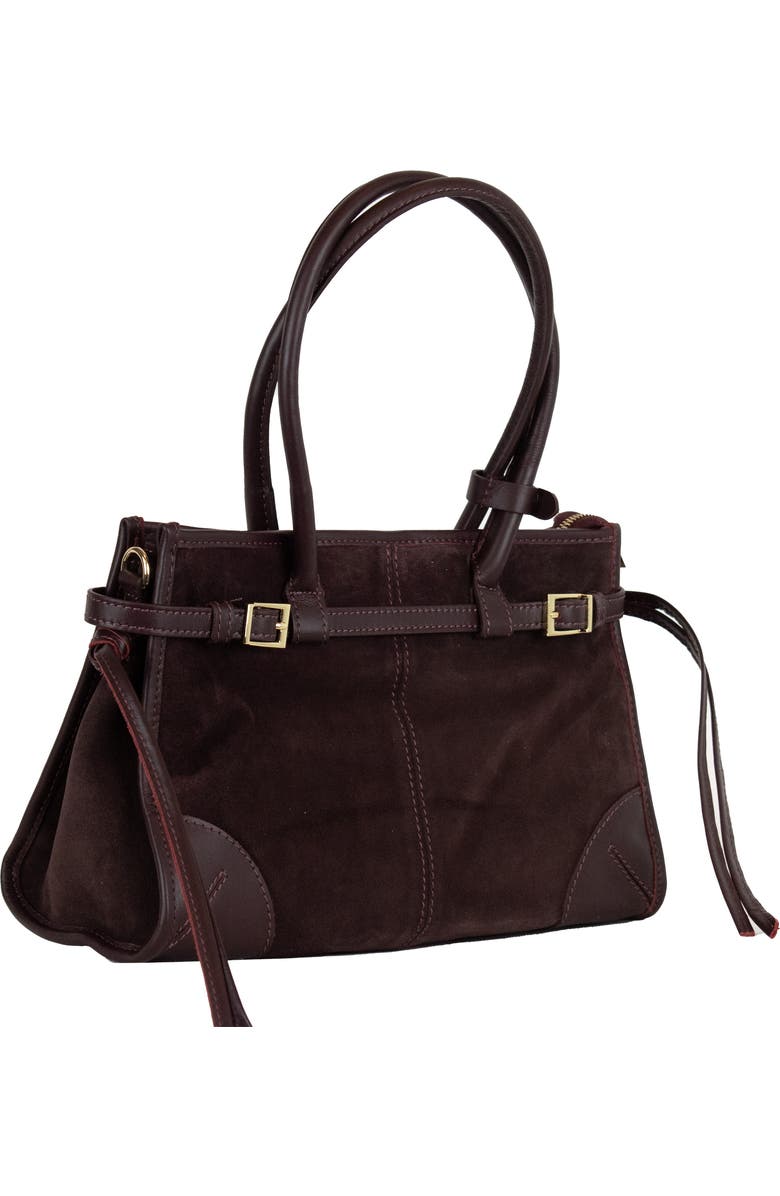 Persaman New York Leather & Suede Tote Bag, Alternate, color, Dark Red