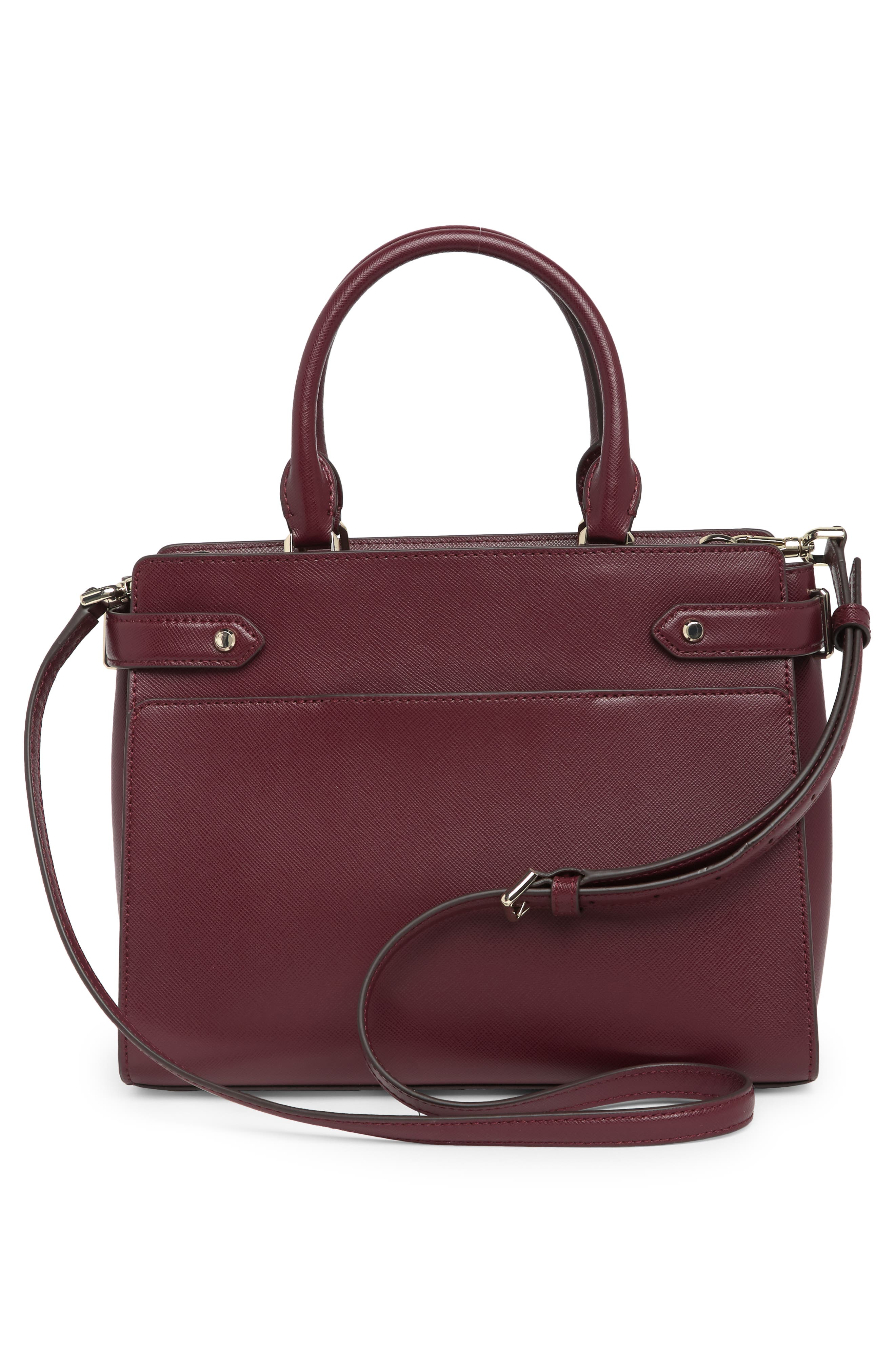 staci medium leather satchel, Alternate, color, LYCHEE