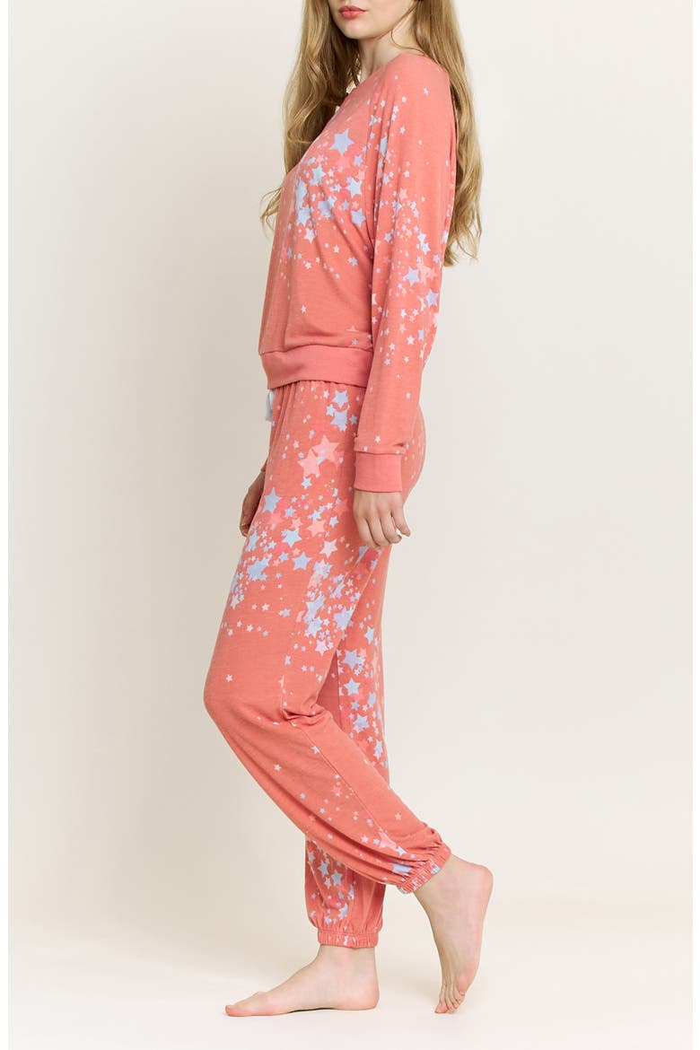 Star Seeker Brushed Jersey Pajamas, Alternate, color, CORAL BLUSH STARS