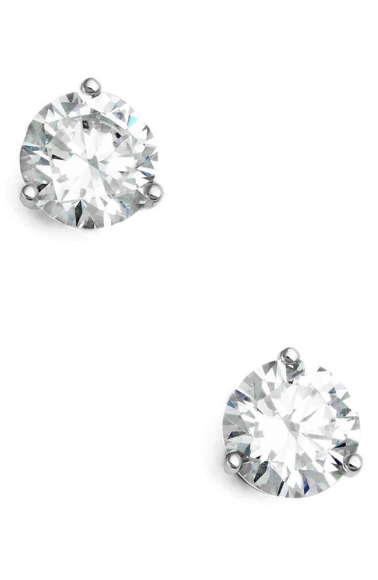 Nordstrom Cubic Zirconia Stud Earrings - 2ct., Main, color, Platinum