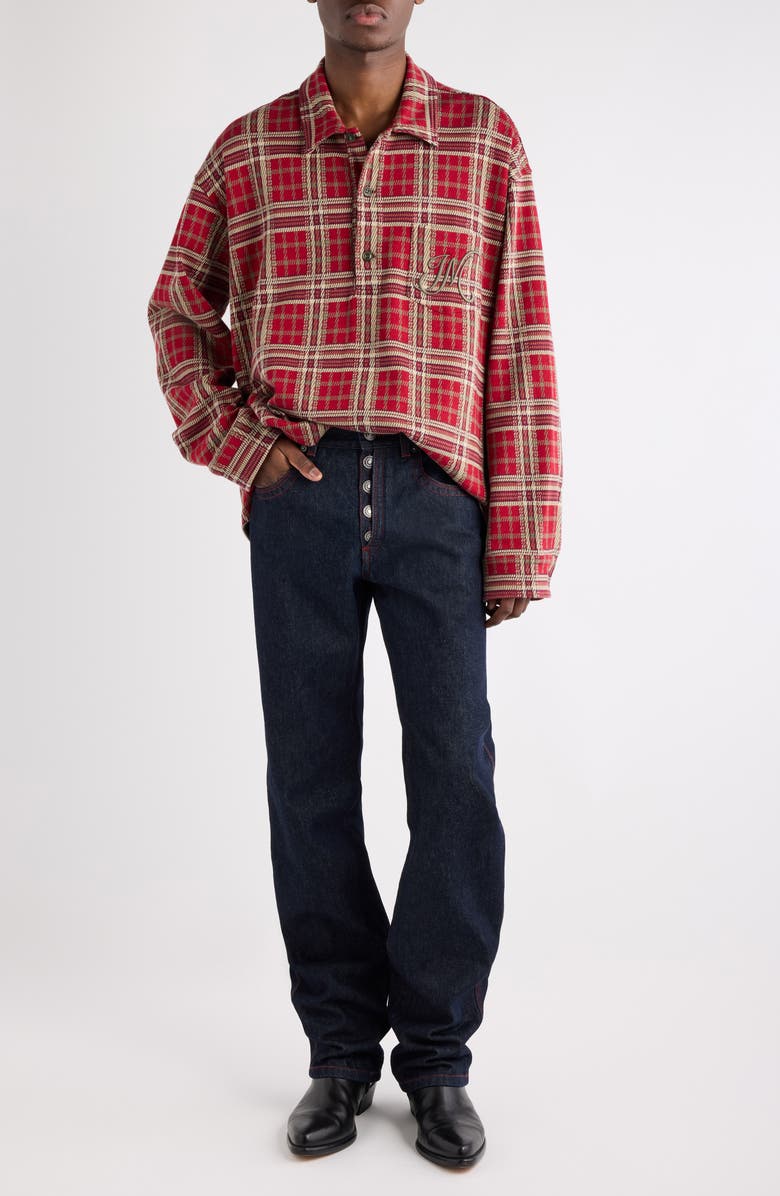 Isabel Marant Orelien Plaid Popover Shirt, Alternate, color, Deep Red