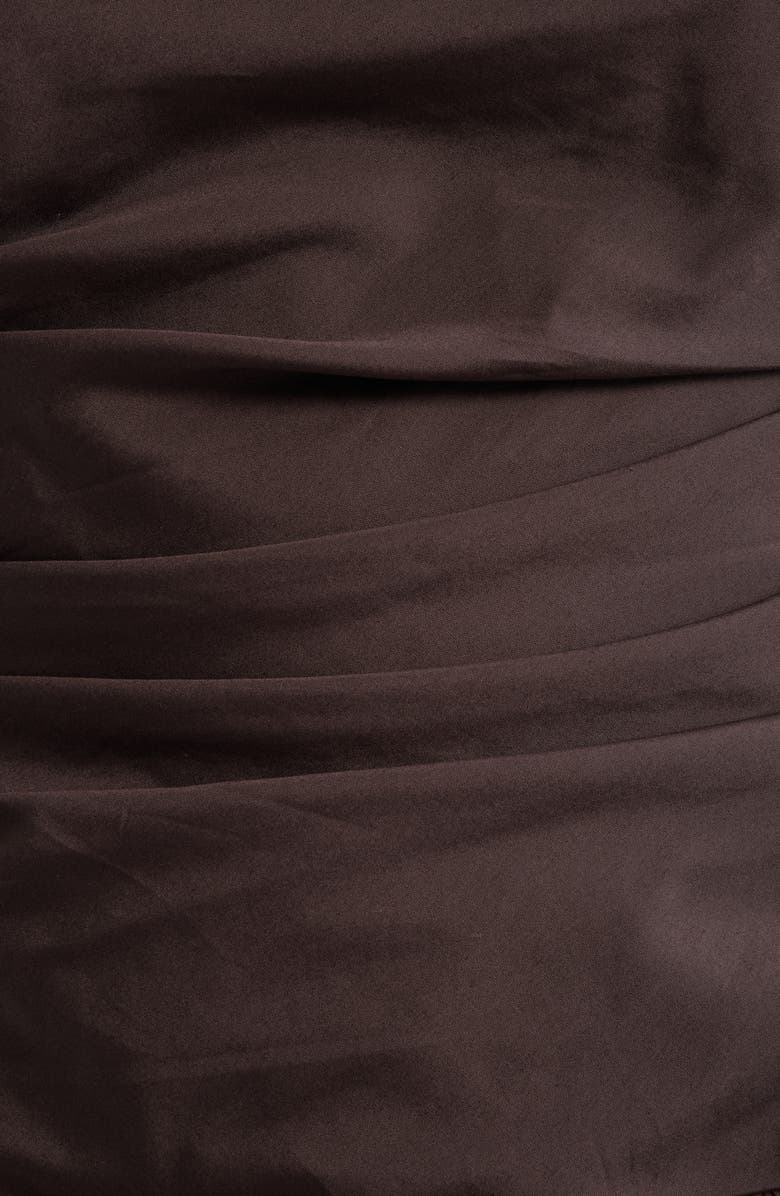 Madewell Strapless Ruched Poplin Midi Dress, Alternate, color, Chocolate Plum