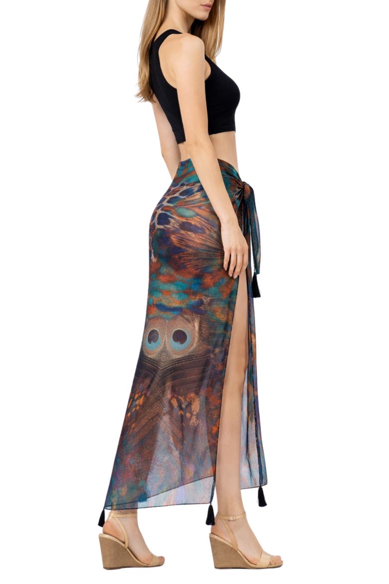 Animal Print Long Sarong, Alternate, color, GREEN