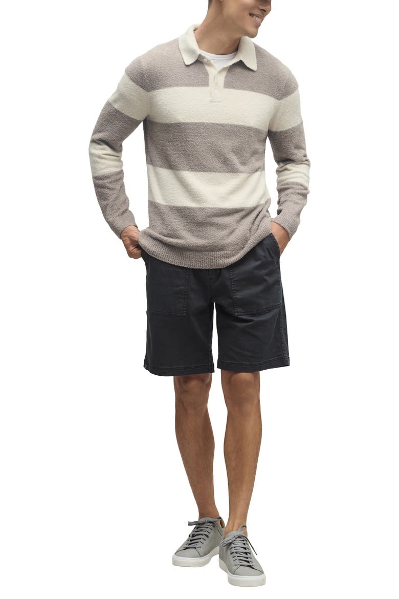 CozyChic® Lite Rugby Pajama Polo Sweater, Alternate, color, GRAY SKIES/ MOONLIGHT