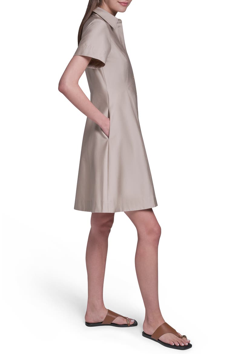 Short Sleeve Stretch Cotton Shirtdress, Alternate, color, SANDSTONE