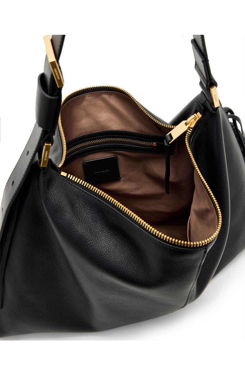 AllSaints Edbury Fringe Leather Hobo Bag, Alternate, color,