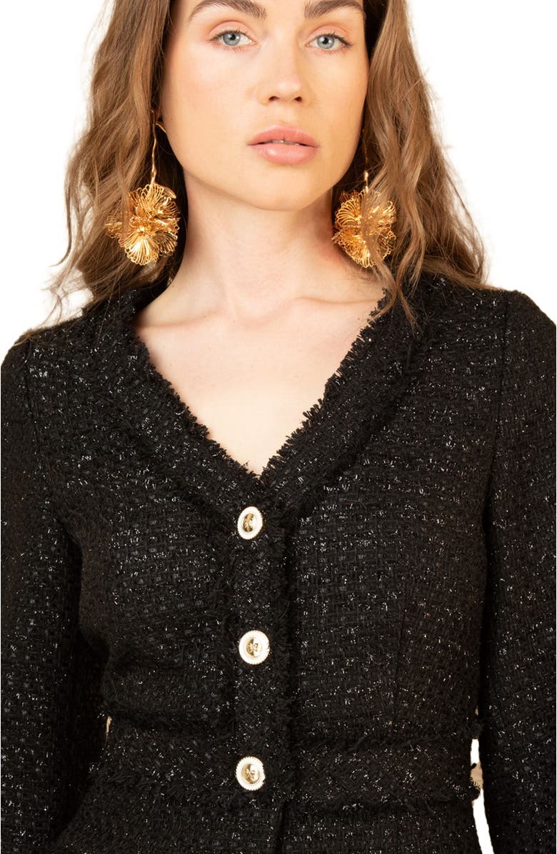 Hale Bob Elina Boucle Tweed Dress, Alternate, color, Black