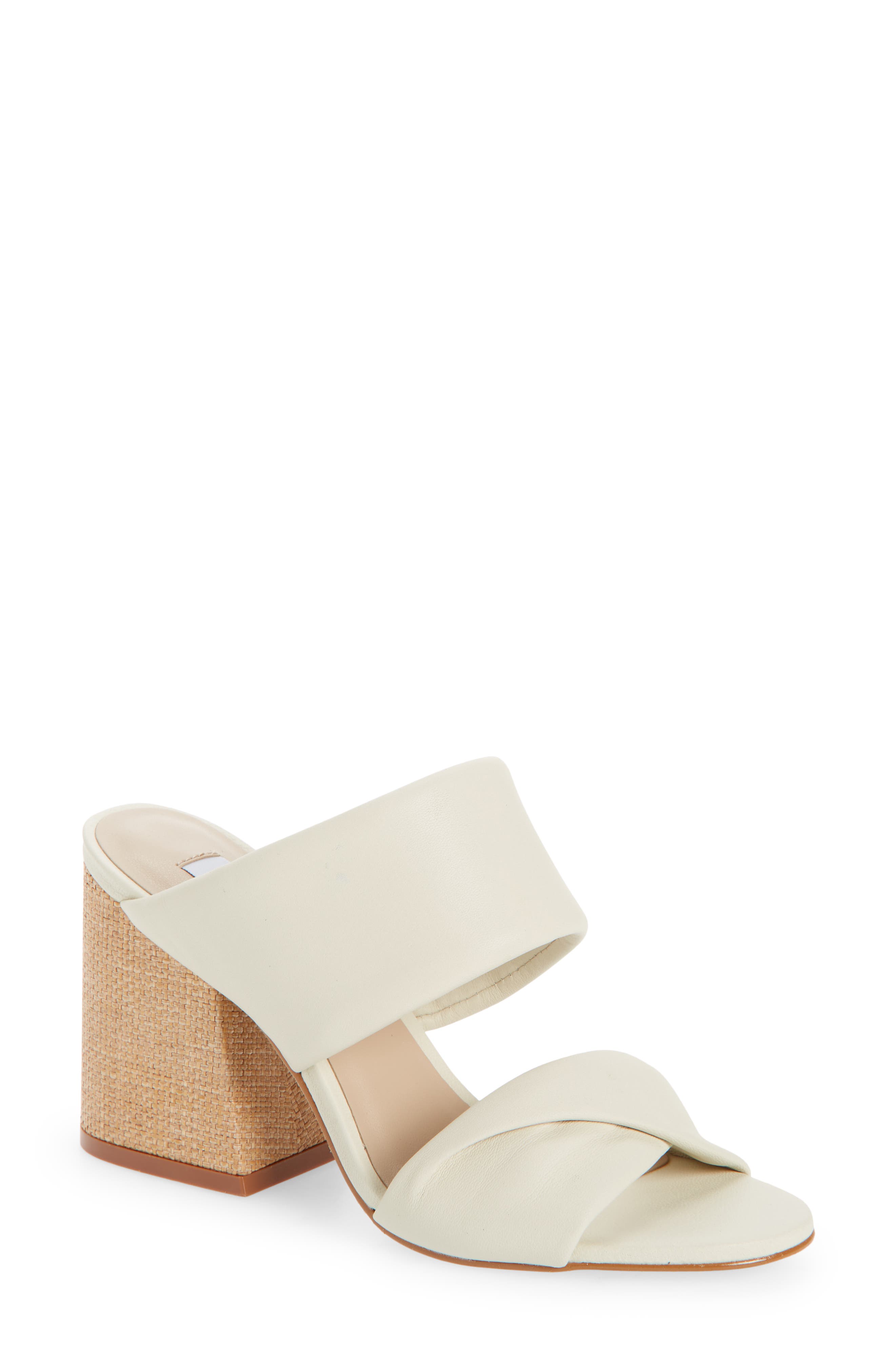 Masterful Block Heel Slide Sandal, Main, color, BONE LEATHER