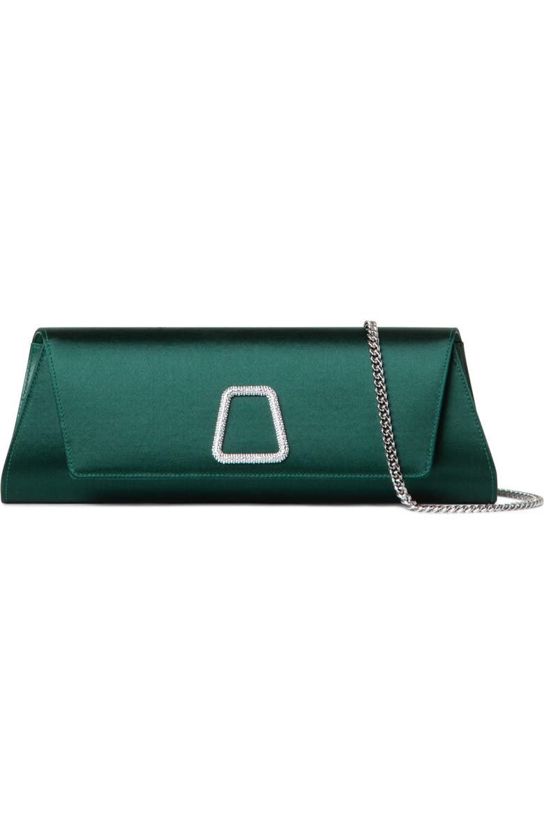 Akris Small Anouk East/West Silk Satin Clutch, Main, color, 505 Jade