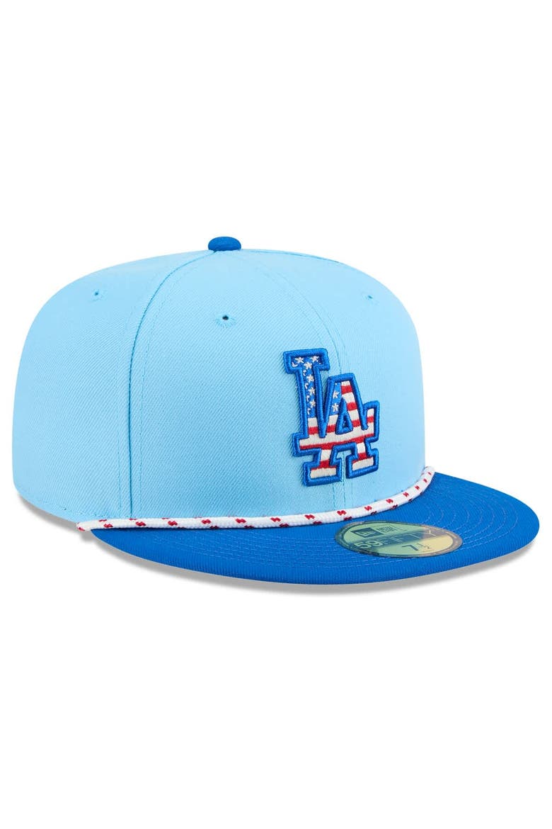 Men's New Era Light Blue/Royal Los Angeles Dodgers 2025 Fourth of July 59FIFTY Fitted Hat, Alternate, color, Light Blue