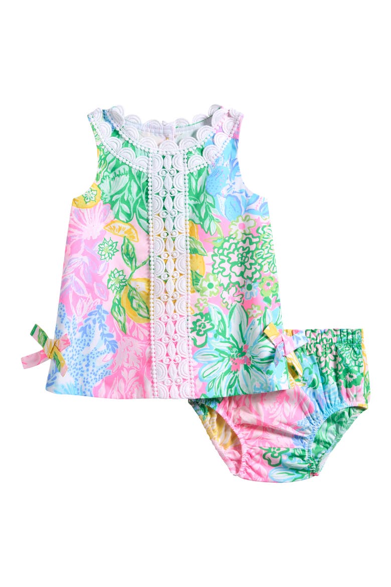 Baby Lilly Ruffle Dress & Bloomers Set, Main, color, MULTI BRIGHT DELIGHT PATCH