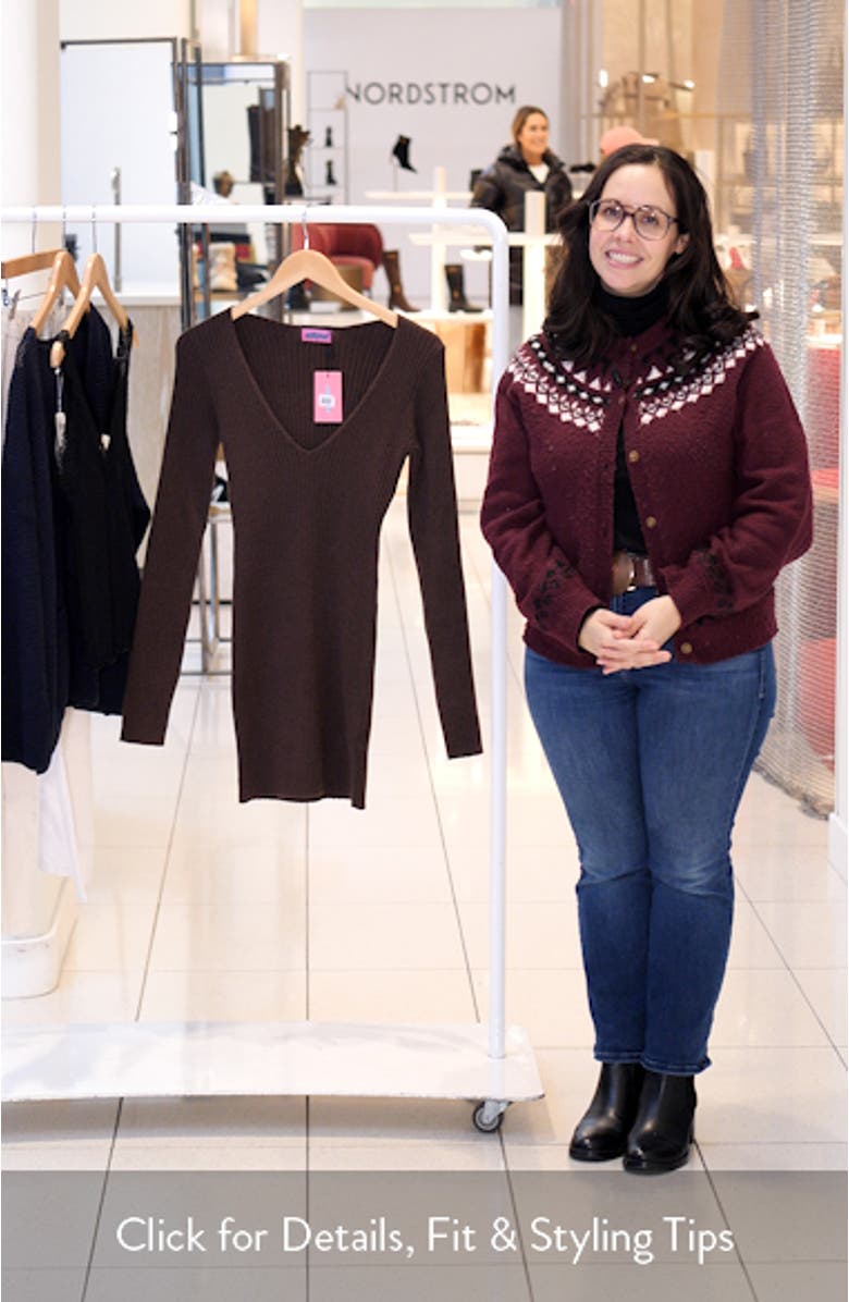 Rib Long Sleeve Sweater Minidress, sales video thumbnail