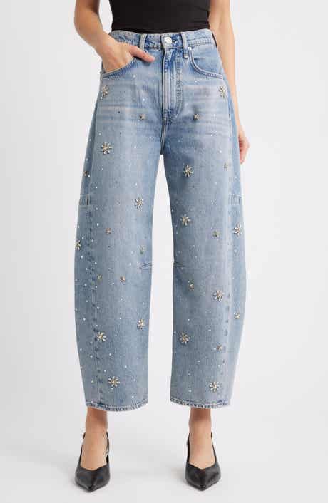 rag & bone Charlie Flower Crystal High Waist Ankle Barrel Jeans