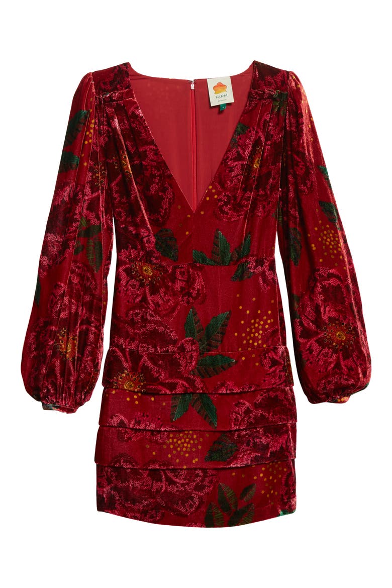 Shiny Flowers Long Sleeve Minidress, Alternate, color, SHINY FLOWERS RED