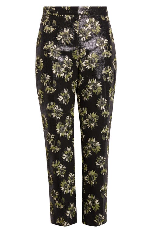 Alexander Mcqueen Mcqueen Metallic Sunflower Jacquard Cigarette Trousers In Black