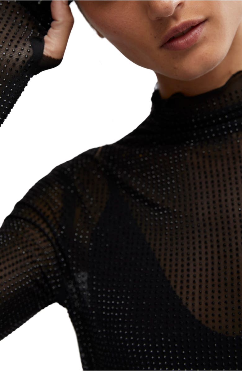 Free People Dance All Night Crystal Embellished Sheer Long Sleeve Top, Alternate, color, 