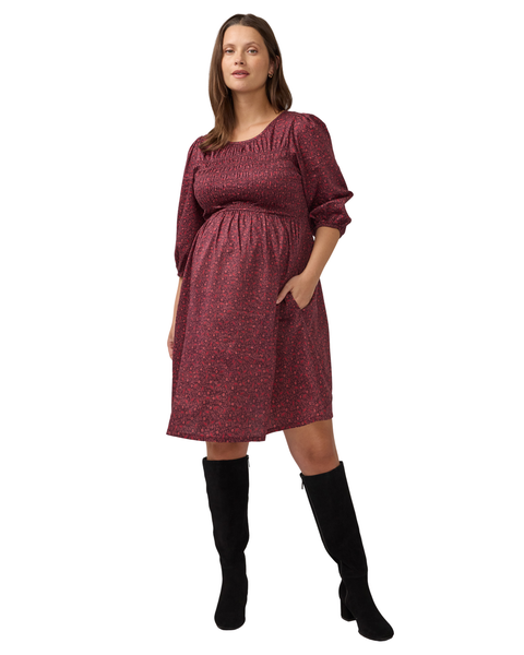 Smocked Paisley Cotton Maternity Dress