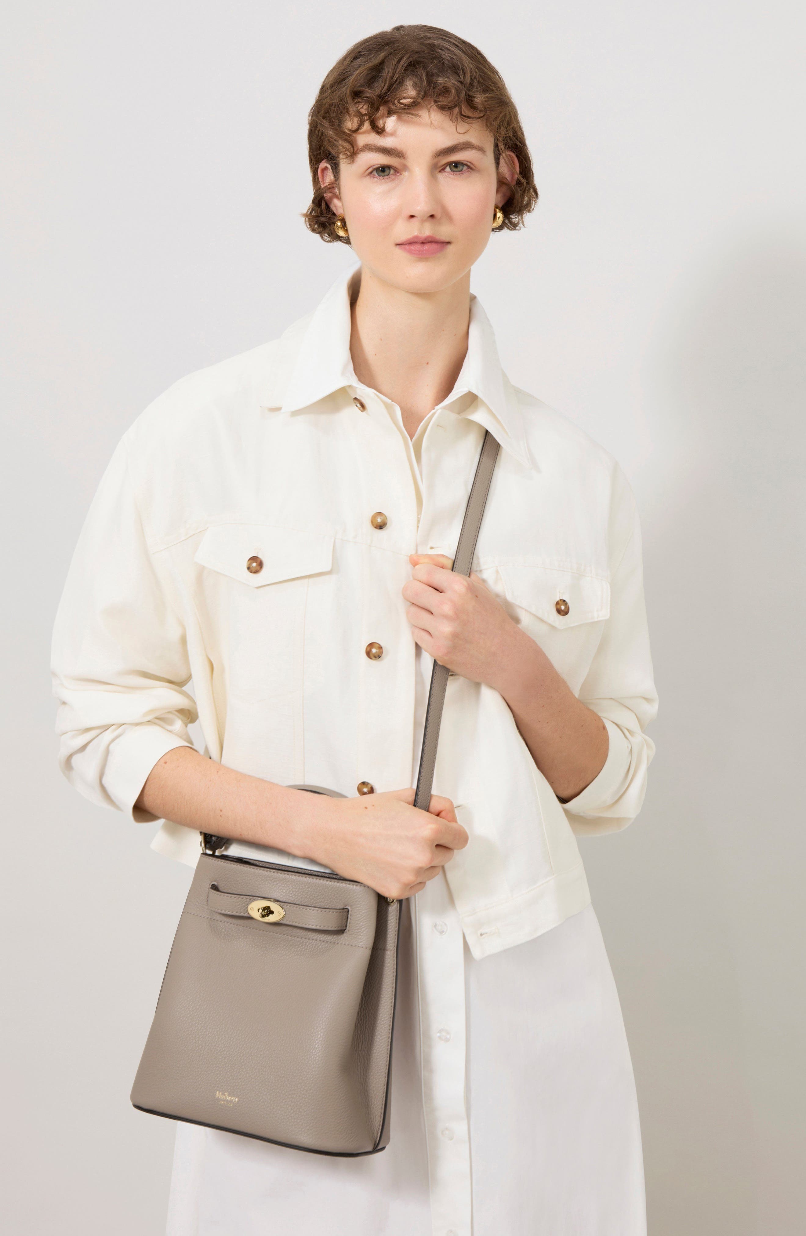 Mulberry Islington Leather Bucket Bag, Alternate, color, Cashmere Taupe