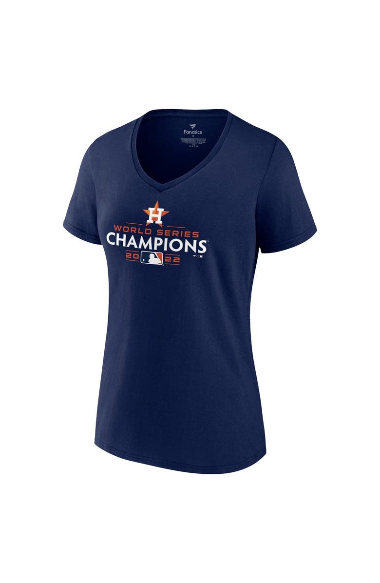FANATICS Women's Fanatics Branded Navy Houston Astros 2022 World Series Champions Logo Plus Size V-Neck T-Shirt, Alternate, color,