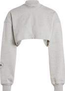 adidas by Stella McCartney TrueCasuals Organic Cotton Mock Neck Open Back Crop Sweatshirt