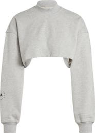 adidas by Stella McCartney TrueCasuals Organic Cotton Mock Neck Open Back Crop Sweatshirt