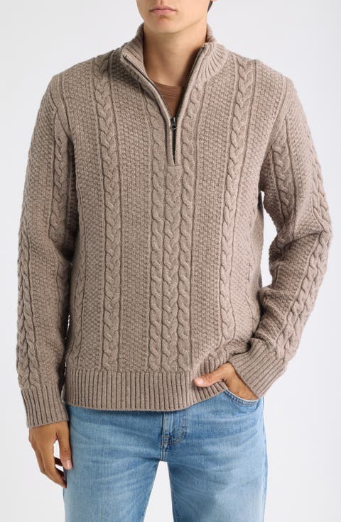 Cable Knit Quarter Zip Sweater