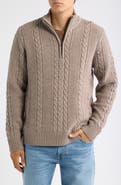 Schott NYC Cable Knit Quarter Zip Sweater