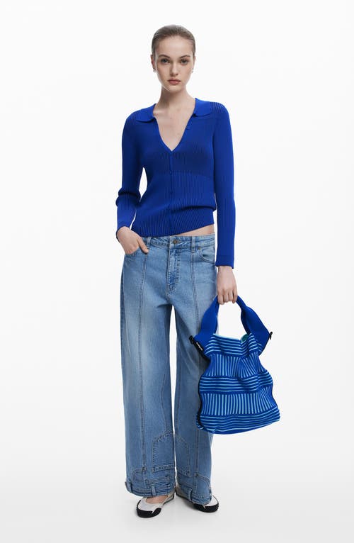 Desigual Medium Knit Bag In Blue