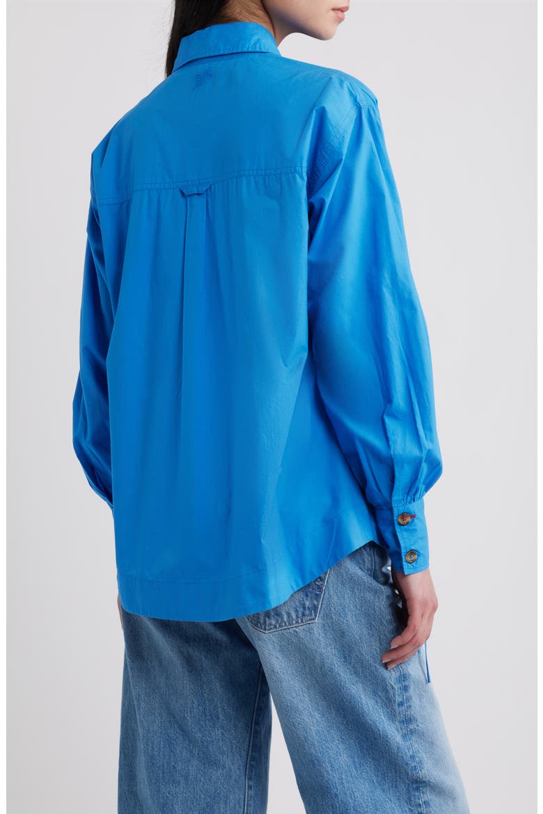 Lux Asymmetrical Organic Cotton Shirt, Alternate, color, BLUE