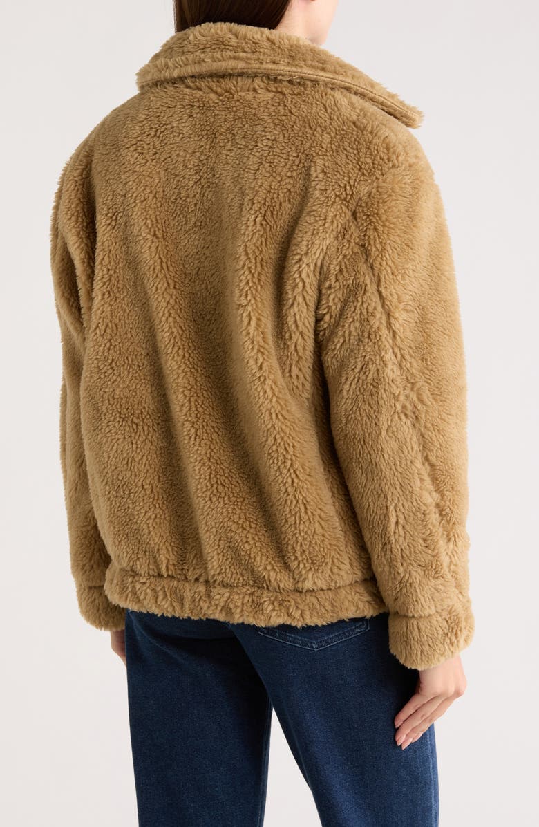 ELIE ELIE TAHARI Fleece Bomber Jacket, Alternate, color, Camel