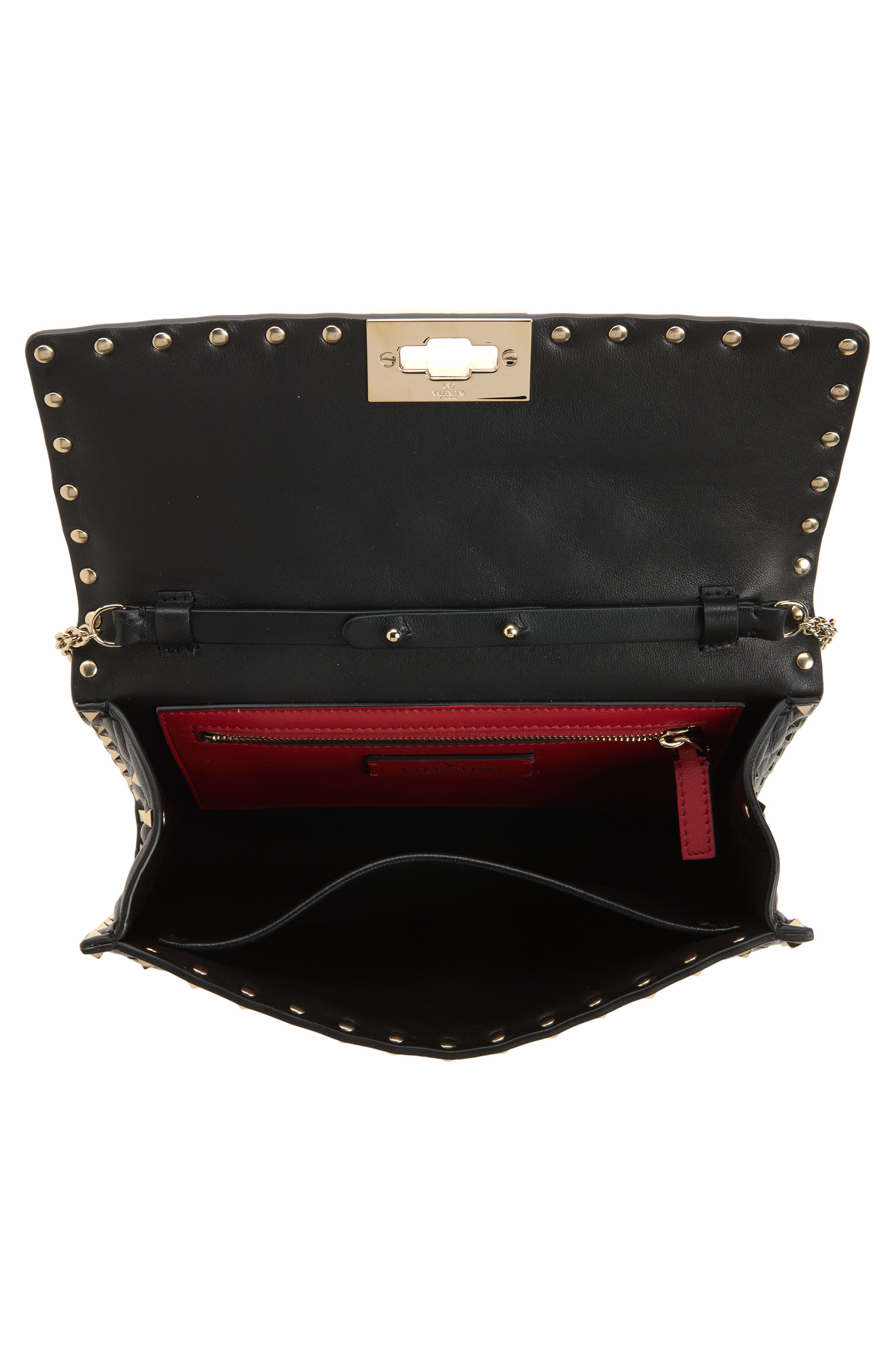 Rockstud Matelassé Quilted Leather Crossbody Bag, Alternate, color, BLACK