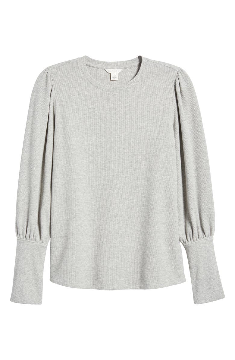 Caslon<sup>®</sup> Crewneck Puff Sleeve Rib Top, Alternate, color, 