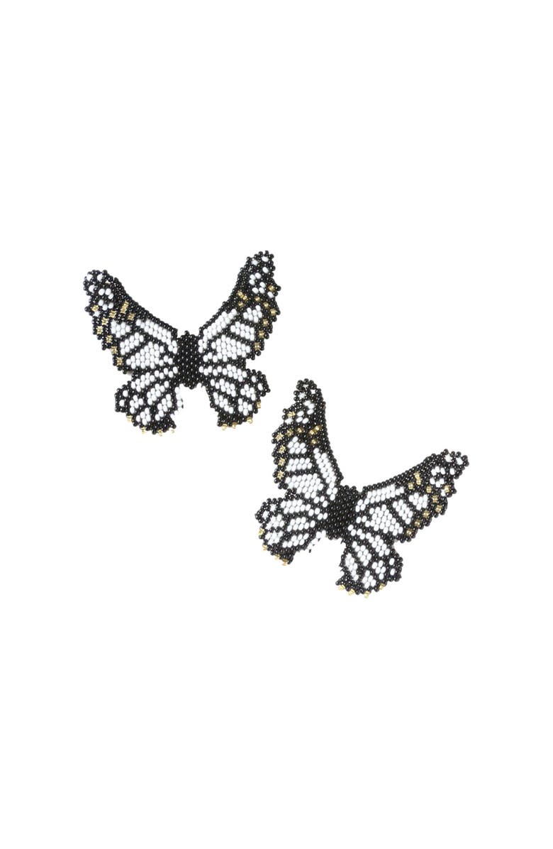 Fosterie Butterfly White Embera Earrings, Main, color, White