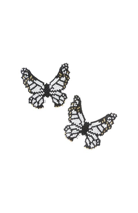 Butterfly White Embera Earrings