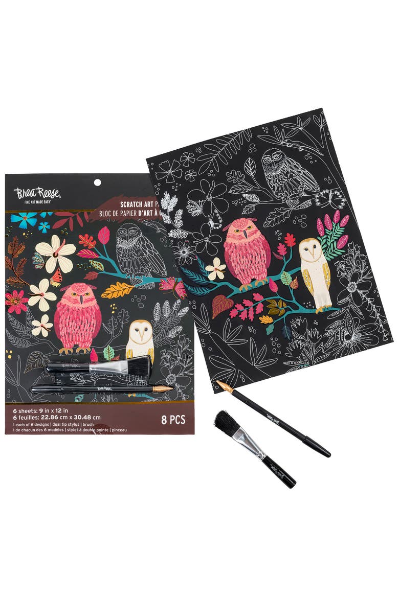 Scratch Art Paper Pad Owl & Moon 6 Designs, Alternate, color, Multicolored