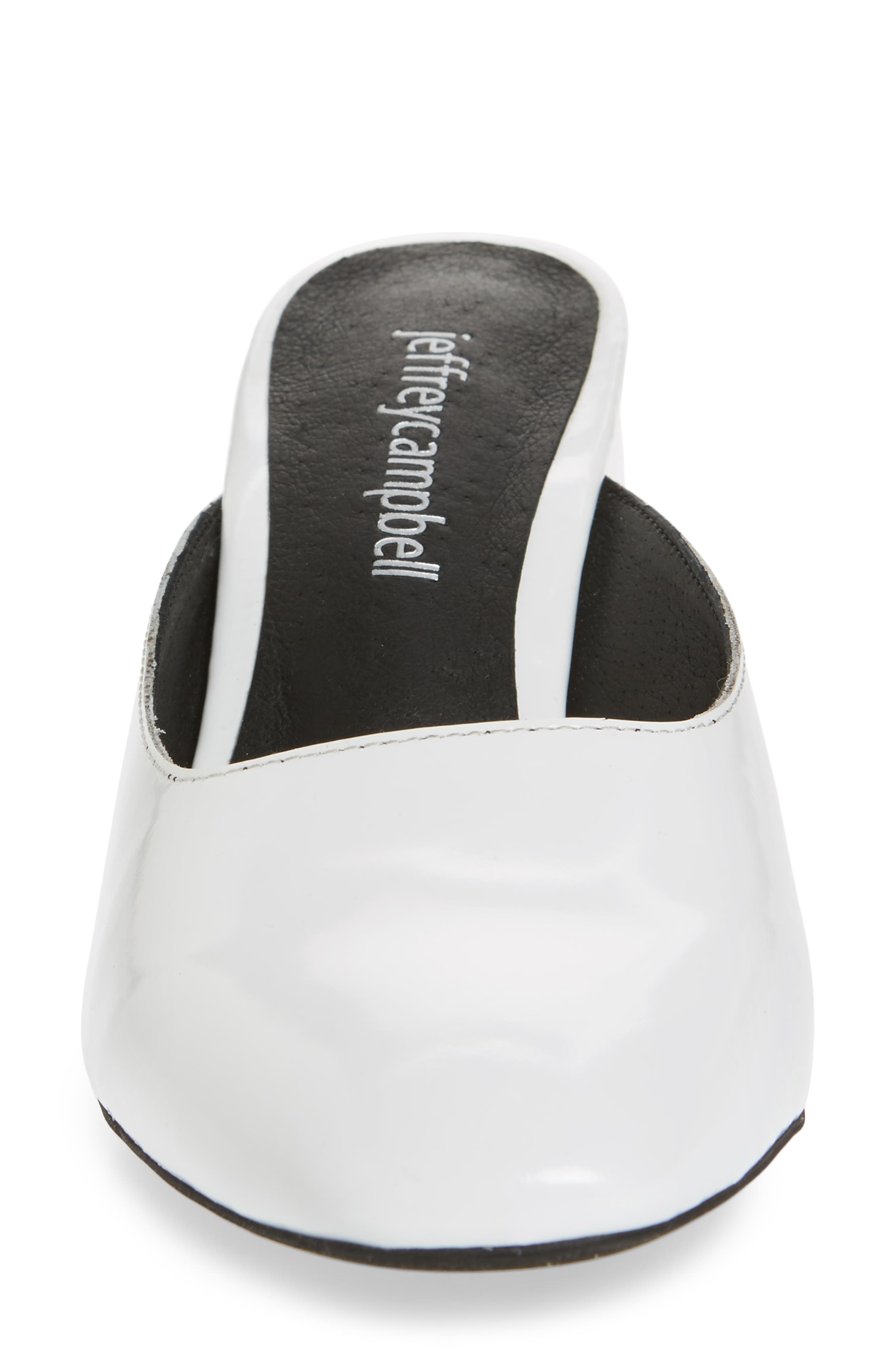 Lamer Flared Heel Mule, Alternate, color, WHITE/ SILVER LEATHER